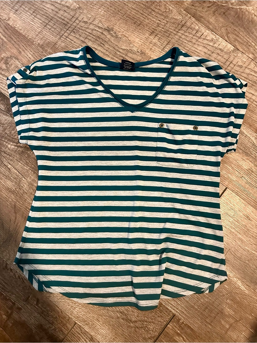 Striped Teal & White Short Sleeve Tee